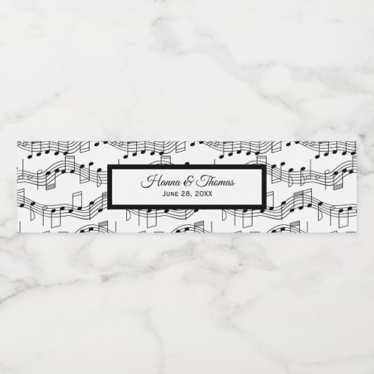 Musiknoten Elegantes Hochzeitwasser-Flaschenetiket Wasserflaschenetikett (Einzelnes Label)