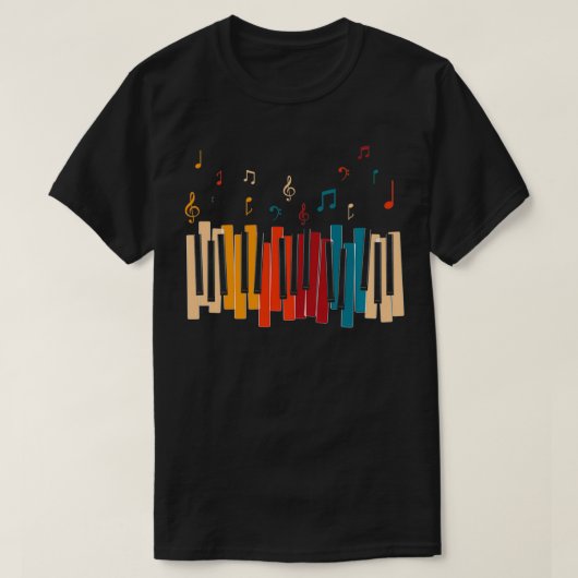 Musiknoten Farbenfrohe Klavierpullover T-Shirt (Design vorne)