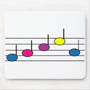 Musiknoten Farblich Lila blau rosa gelb Mousepad