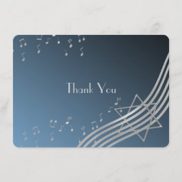 Musiknoten Flat Card Bar Mitzvah Danke Silver
