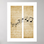 Musiknoten für Vintages Blatt-Musikpapier Poster (Vorne)