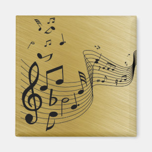 Musiknoten gebürstetes Gold Magnet