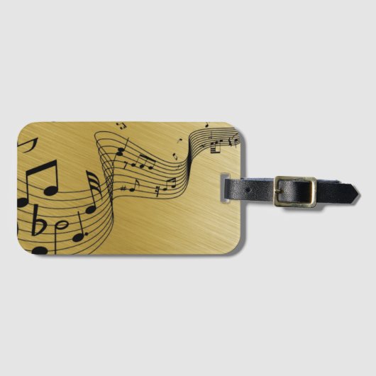 Musiknoten Gold gebürstet Gepäckanhänger (Vorderseite (Horizontal))