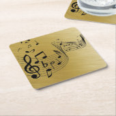 Musiknoten Gold gebürstet Rechteckiger Pappuntersetzer (angewinkelt)