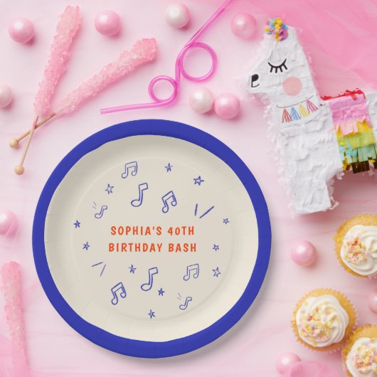 Musiknoten HandGezeichnet Illustrationen 40. Gebur Pappteller (Party)