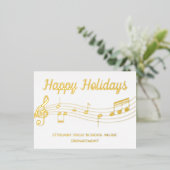 Musiknoten Happy Holidays Gold Foil Postkarte (Stehend vorne)