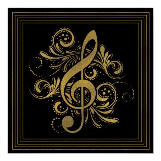 Musiknoten Herzform in Gold Poster (Vorderseite)