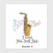 Musiknoten I Liebe New York Jazz Saxophon Aufklebe Aufkleber (Blatt)