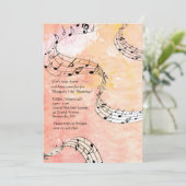 Musiknoten im Korallenhintergrund Einladung (Stehend Vorderseite)