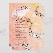 Musiknoten im Korallenhintergrund Einladung (Vorne/Hinten)