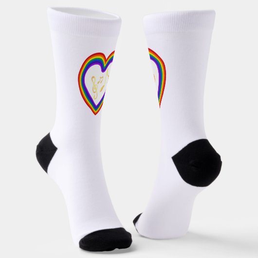 Musiknoten im Regenbogen, Crew Socken (Gewinkelt)