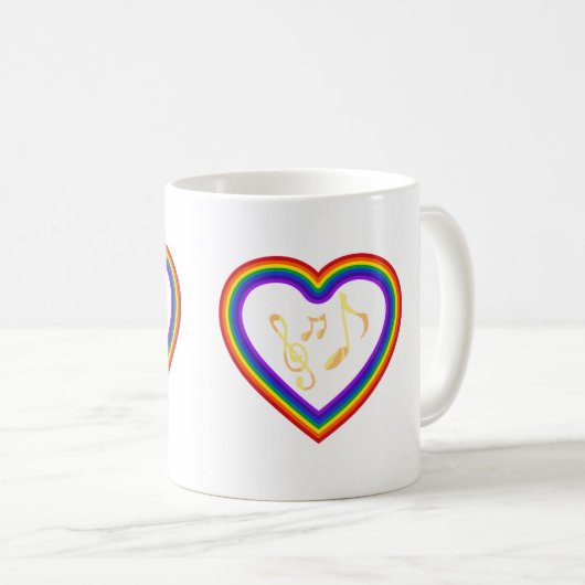 Musiknoten im Regenbogen Kaffeetasse (VorderseiteRechts)