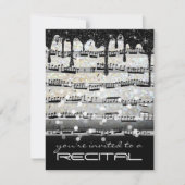 Musiknoten in Schwarzweiß-Erwägung Einladung (Vorderseite)