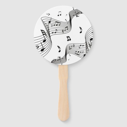 Musiknoten in Weiß Fächer (Vorderseite)