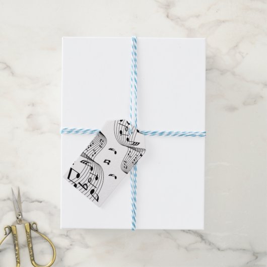 Musiknoten in Weiß Geschenkanhänger (Mit Garn)