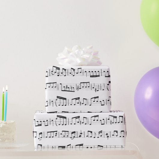 Musiknoten in Weiß Geschenkpapier (Partygeschenke)