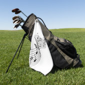 Musiknoten in Weiß mit Name Golf Head Cover Golfhandtuch (Gras)