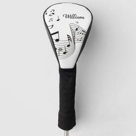 Musiknoten in Weiß mit Name Golf Head Cover Headcover