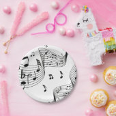 Musiknoten in Weiß Pappteller (Party)