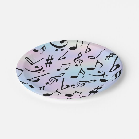 Musiknoten Iridescent Party Teller (Schrägansicht)