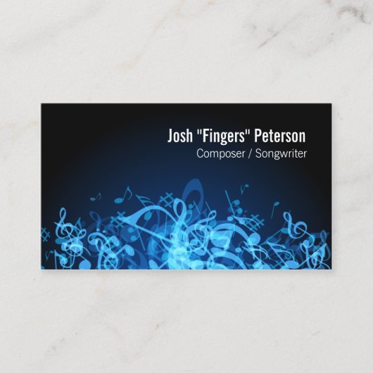 Musiknoten Jumble Blue Business Card Visitenkarte (Vorderseite)