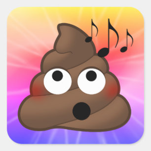 Musiknoten kackt Emoji Krawatten-Aufkleber Quadratischer Aufkleber