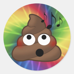 Musiknoten kackt Emoji Krawatten-runde Aufkleber