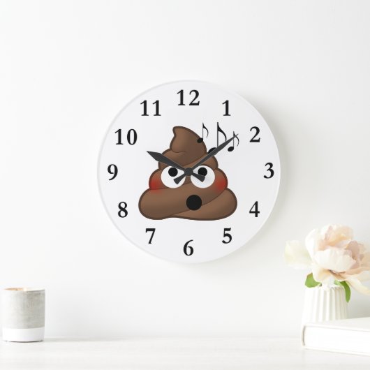 Musiknoten Kackte Emoji Große Wanduhr (Zuhause)