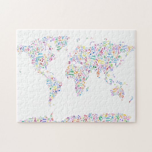 Musiknoten-Karte der Welt Puzzle (Horizontal)