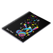 Musiknoten Kopfhörer Personalisiert Schwarzes Note Notizblock (Linke Seite)