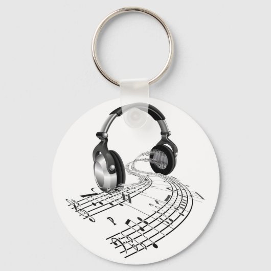 Musiknoten-Kopfhörerkonzept Schlüsselanhänger (Vorderseite)