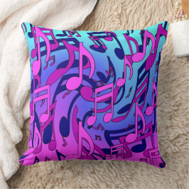 Musiknoten Lebendes rosa blaues Lila Aqua-Muster Kissen