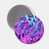 Musiknoten Lebendes rosa blaues Lila Aqua-Muster Magnet (Vorderseite/Rückseite)