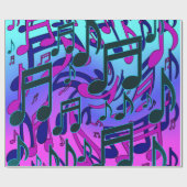 Musiknoten Lebhaftes Wirbles musikalisches Muster Geschenkpapier (Flach)