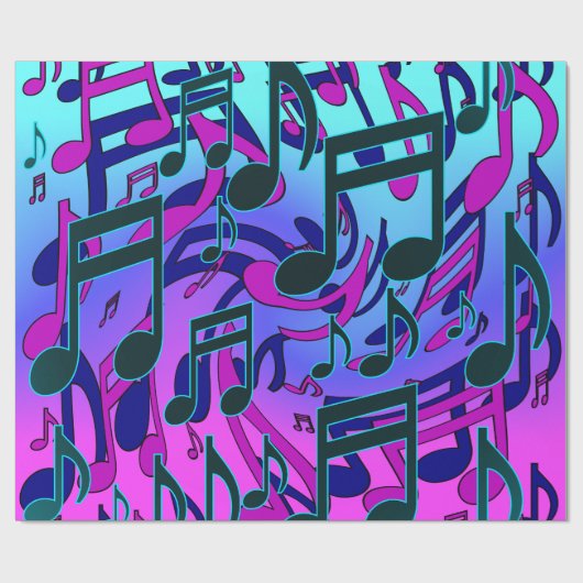 Musiknoten Lebhaftes Wirbles musikalisches Muster Geschenkpapier (Flach)