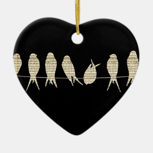 Musiknoten-Lehrer-Büro-Tiervogel-Schicksal Keramik Ornament (Vorne)