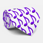 Musiknoten Lila Muster Weiß Krawatte (Gerollt)