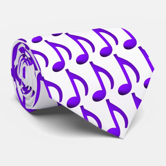 Musiknoten Lila Muster Weiß Krawatte (Gerollt)