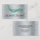 Musiknoten | Metallhintergrund Visitenkarte (Vorne/Hinten)