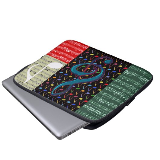 Musiknoten-Mischmuster Laptopschutzhülle (Vorne Knopf)