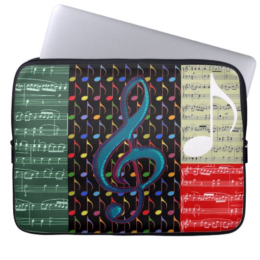 Musiknoten-Mischmuster Laptopschutzhülle (Vorderseite)