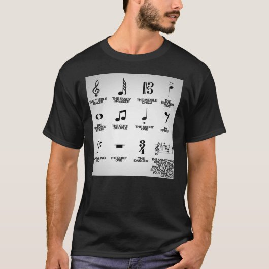 Musiknoten mit ihren lustigen Spitznamen T-Shirt (Vorderseite)
