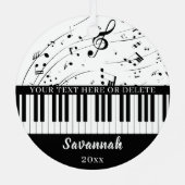 Musiknoten mit Klaviertastatur in benutzerdefinier Ornament Aus Metall (Rückseite)