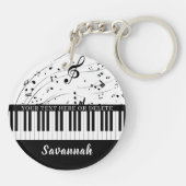 Musiknoten mit Klaviertastatur in benutzerdefinier Schlüsselanhänger (Rückseite)