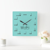 Musiknoten mit Musik sind das Sprichwort des Leben Quadratische Wanduhr (Zuhause)