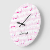 Musiknoten mit Notenpinsel Große Wanduhr (Winkel)