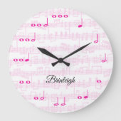 Musiknoten mit Notenpinsel Große Wanduhr (Vorderseite)