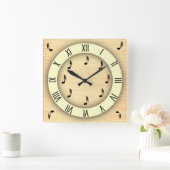 Musiknoten mit römischen Zahlen Quadratische Wanduhr (Zuhause)