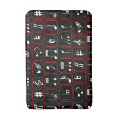 Musiknoten mit roter und weißer Geometrie Badematte (Vorderseite Vertikal)