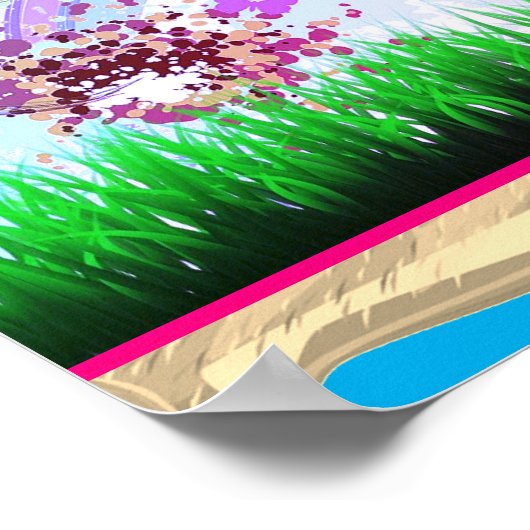 Musiknoten mit Schmetterlingen Poster (Ecke)